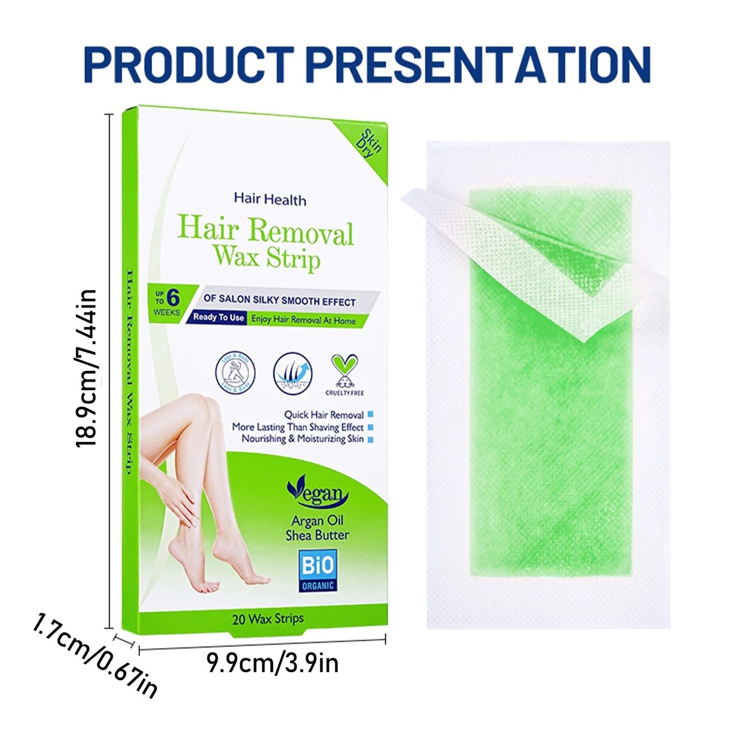 20Pcs/Set Hair Removal Wax Paper Professional Non-permanent Depilatory Body Facial Effective Waxing Cold Wax Strips Paper Women