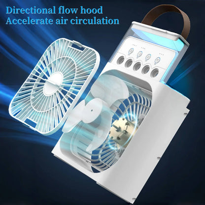3 In 1 Summer Cooling Fan Portable Desktop Humidifier USB Mini Air Conditioners Night Light Water Mist For Home Or Office
