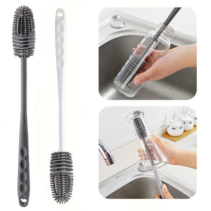Silicone Cup Brush Milk Bottle Cleaning Brush Long Handle Water Bottles Cleaner Glass Cup Cleaning Brush Kitchen Cleaning Tools