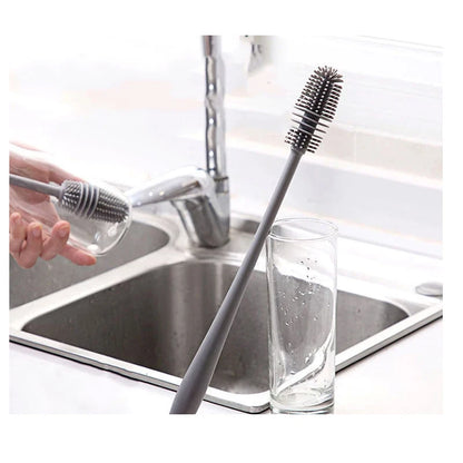 Silicone Cup Brush Milk Bottle Cleaning Brush Long Handle Water Bottles Cleaner Glass Cup Cleaning Brush Kitchen Cleaning Tools