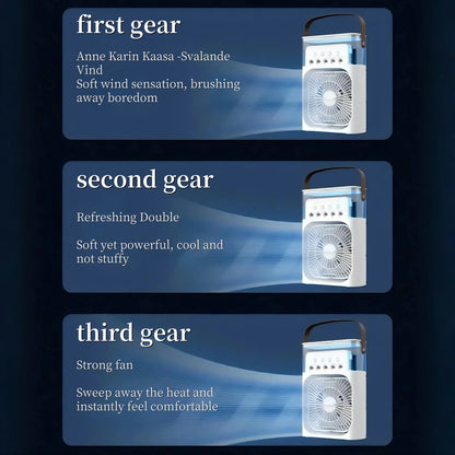 3 In 1 Summer Cooling Fan Portable Desktop Humidifier USB Mini Air Conditioners Night Light Water Mist For Home Or Office