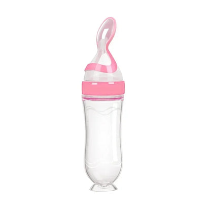 Baby Food Feeder, Silicone Baby Food Dispensing Spoon, 3 Oz Squeeze Feeding Spoons with Suction Cup for Boys Girl Kids Toddlers