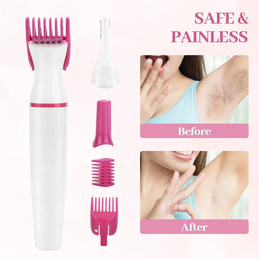 Women Hair Removal Electric Shaving Female Shaving Machine 5 in 1 Multifunction Mini Shaver Trimmer Razor for Eyebrow Underarm