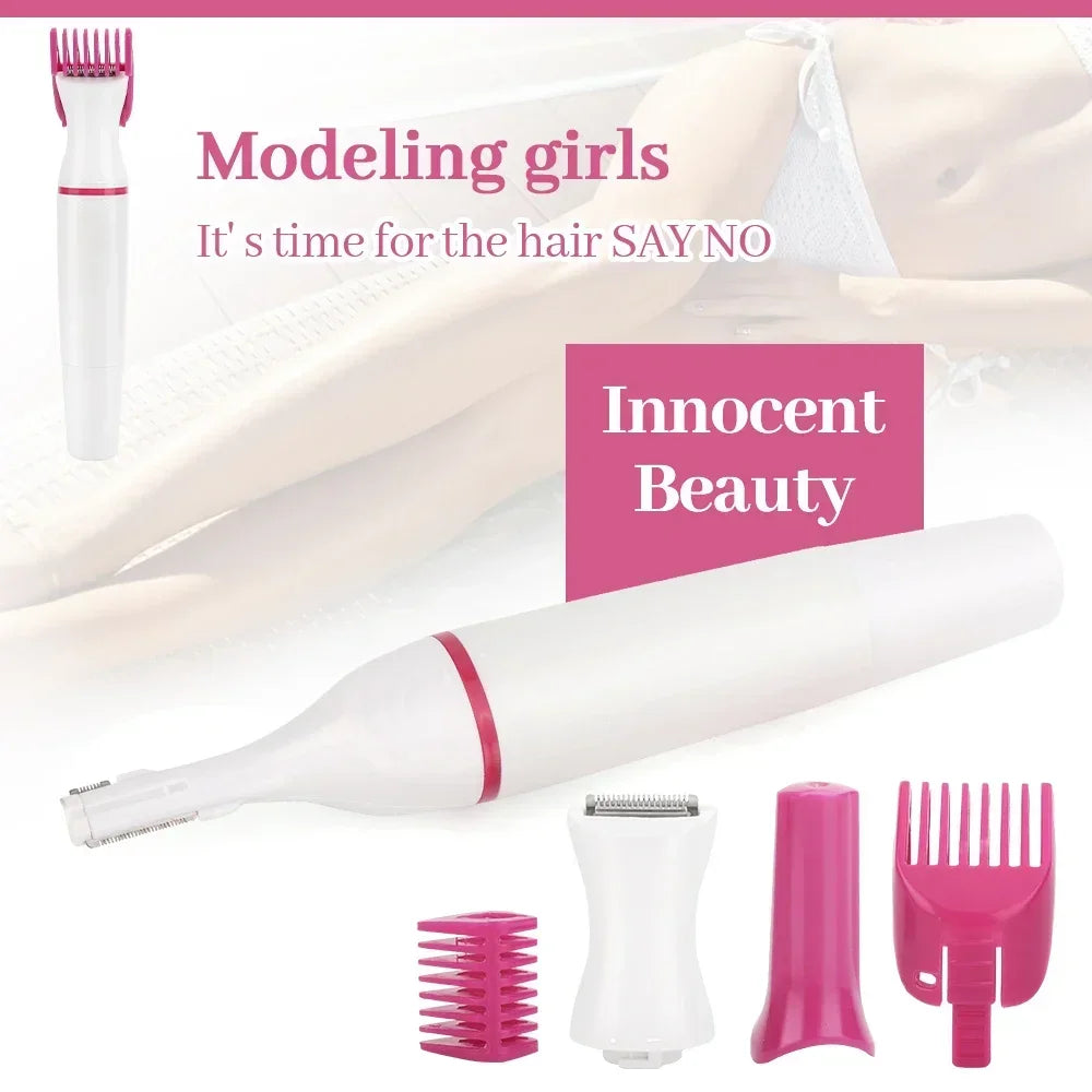 Women Hair Removal Electric Shaving Female Shaving Machine 5 in 1 Multifunction Mini Shaver Trimmer Razor for Eyebrow Underarm