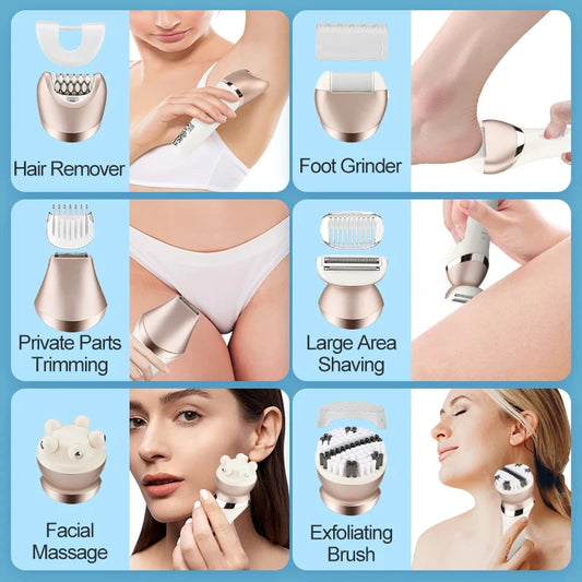 Unicorn6in1Hair trimmers women under are Body Shavers Rechargeable Cordless Electric Skin Hair Epilator Face Hand Legs Underarms